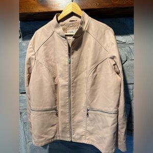 Women's Light Pink Faux Leather Jacket